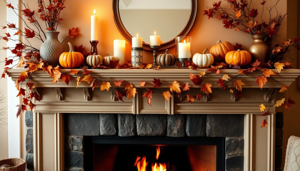 autumn fireplace decor