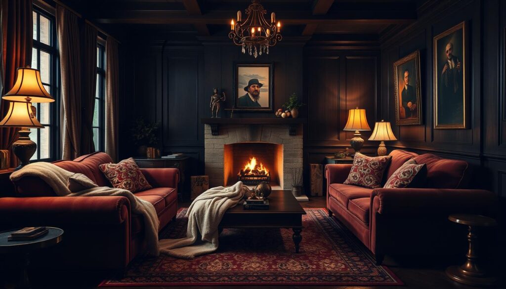 cozy ambiance in dark interiors