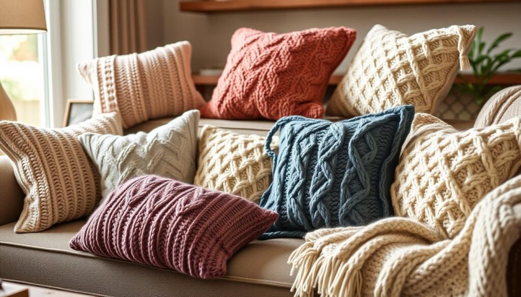 knitted accent pillows