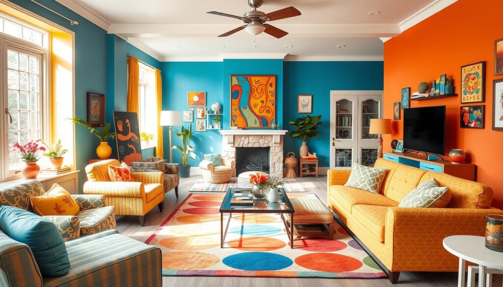 vibrant hues in family-friendly home