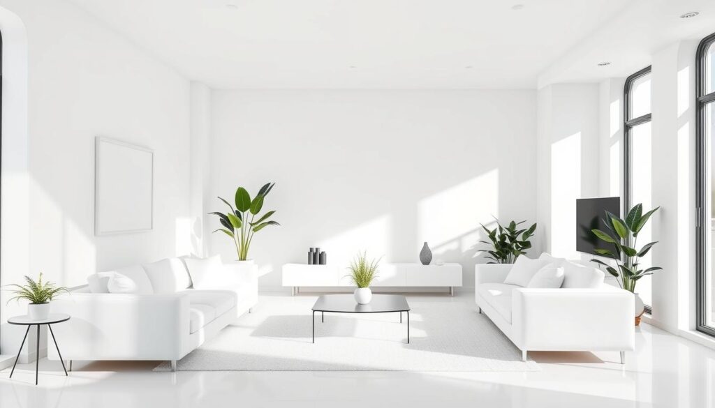 white walls and furniture